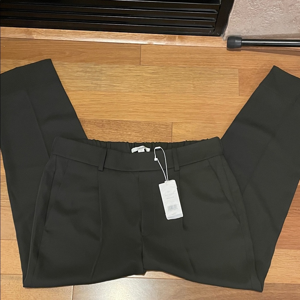 Vince NWT Women's Black Trousers Elastic Back Slash Pockets Size Large